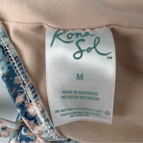 NWT Kona Sol Blue Pink Swimsuit Bikini Top And Bottom Set Size Medium Women’s - Picture 4 of 8